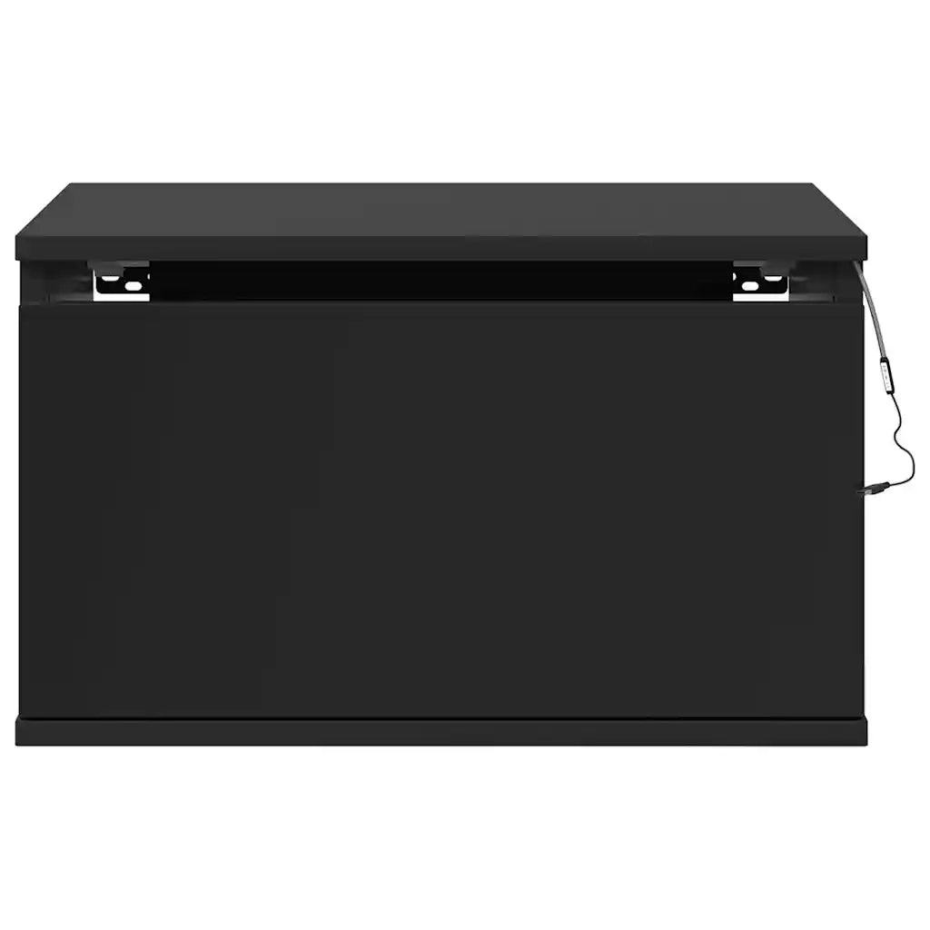 Comodini a Parete con Luci LED 2 pz-Set di 2 Tavolino da notte Neri 755473