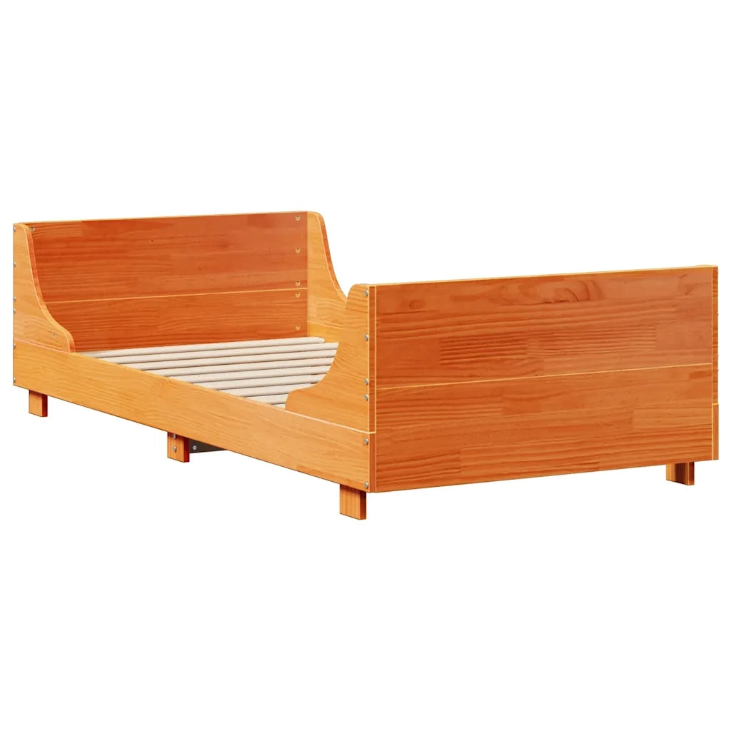Letto Libreria senza Materasso-Struttura Letto con contenitore Marrone Cera 100x200 cm Legno 211396