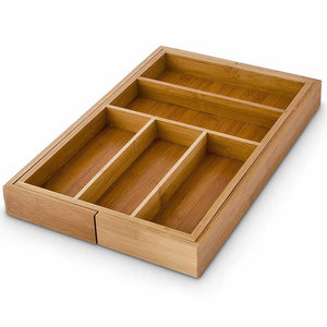 Portaposate Estensibile da Cassetto Cucina Porta Posate in Legno Bambù 46x30cm