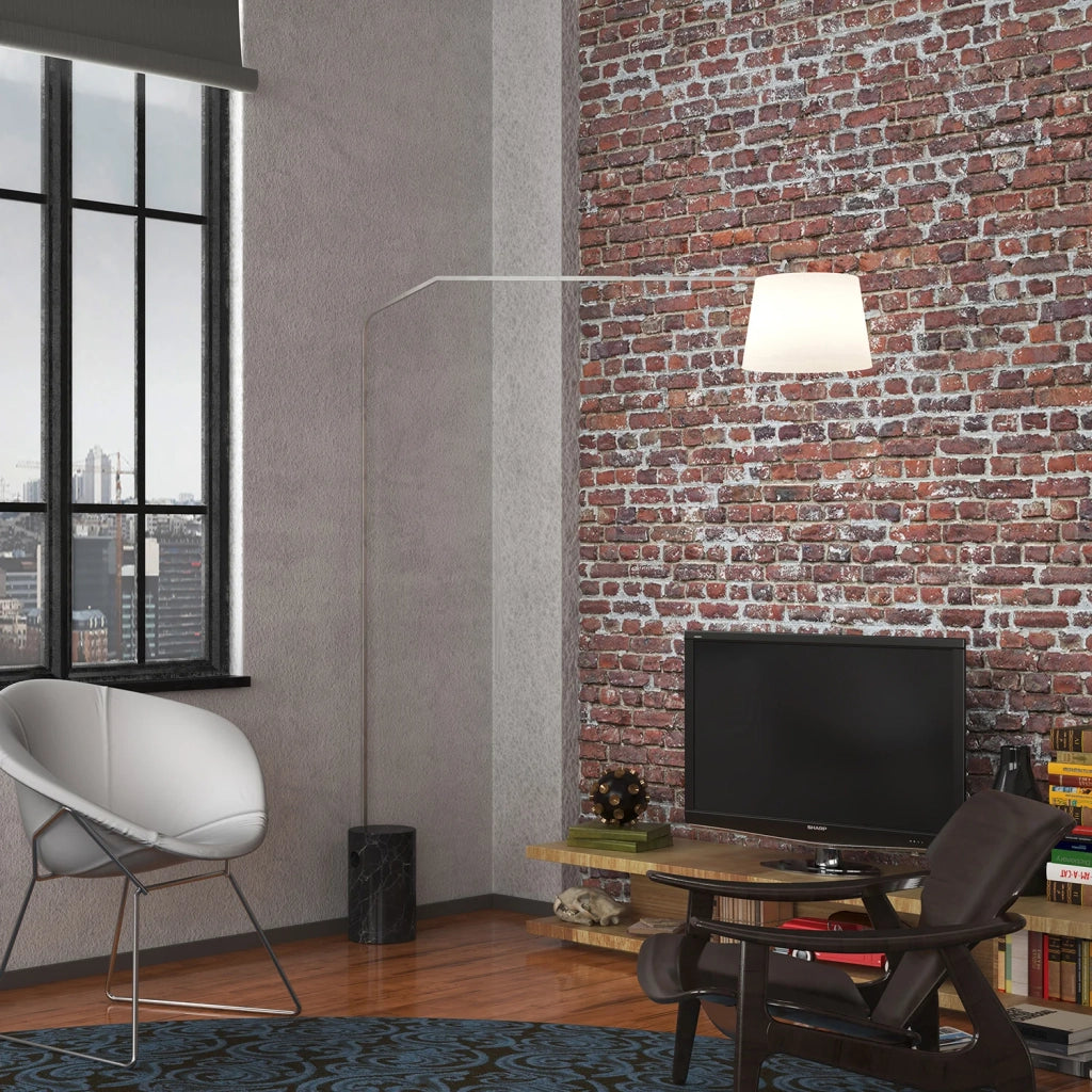 Piantana Contemporanea Slope Marmo Cilindro Nero Diffusore Bianco 1 Luce E27