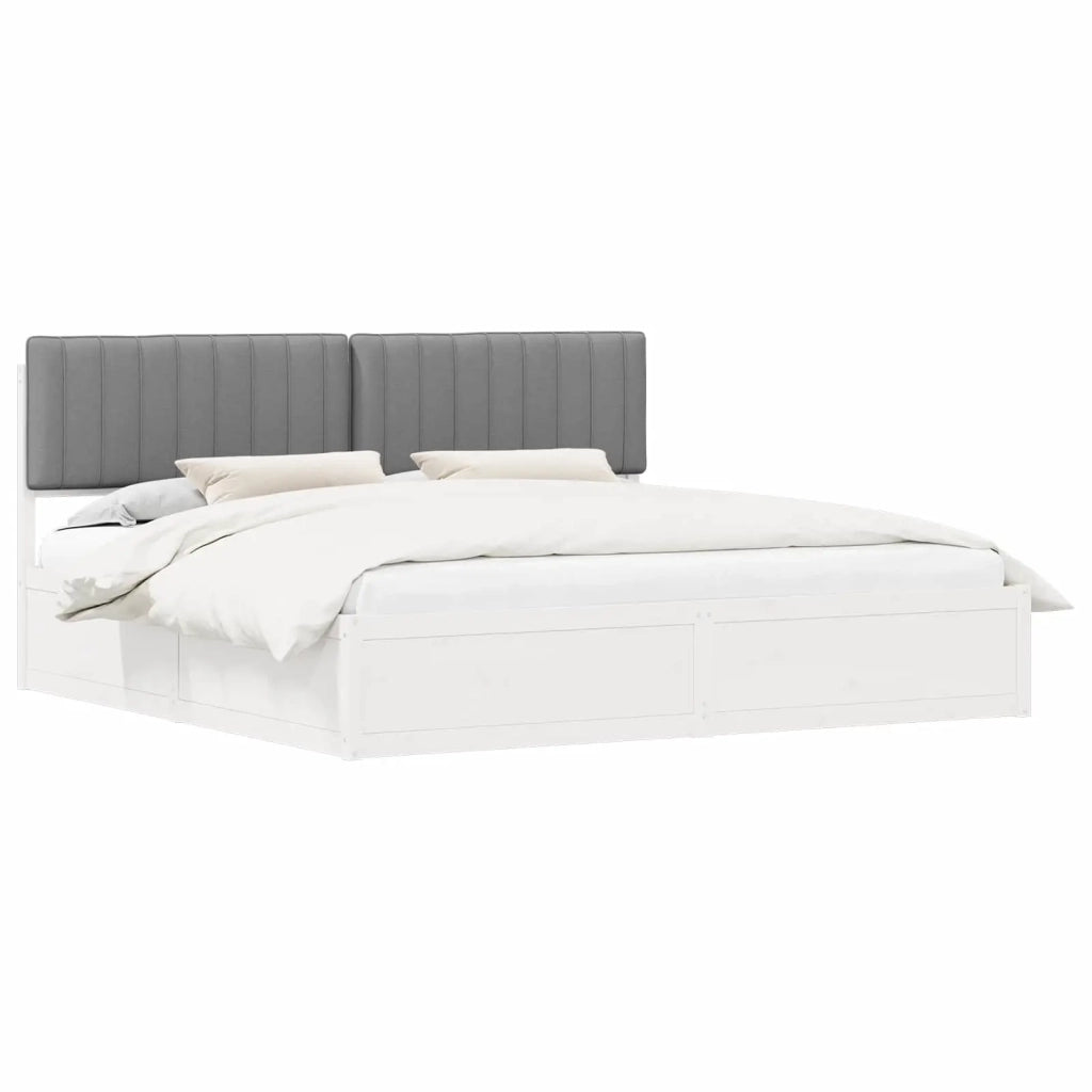 Letto con Testiera Rivestita Grigio chiaro 200 x 200 cm 3398213