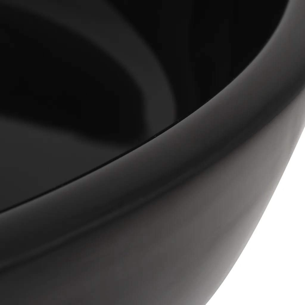 Lavandino Tondo in Ceramica Nero 42x12 cm 142736