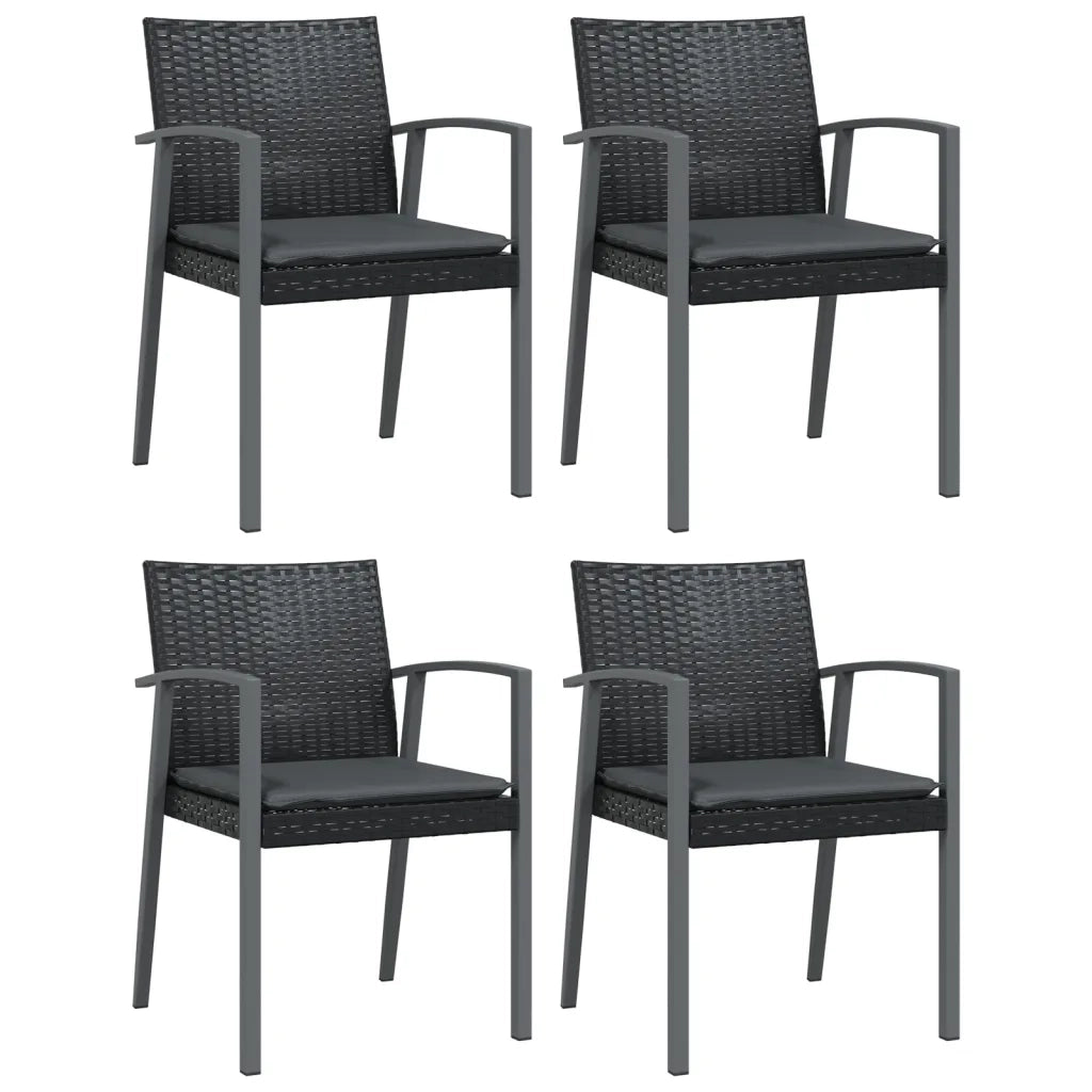 Set Pranzo da Giardino 5pz con Cuscini in Polyrattan e Acciaio