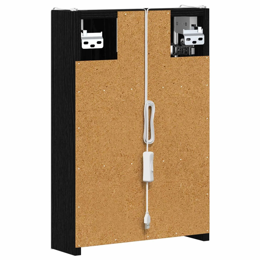 Mobiletto per specchio da bagno Rovere Nero 33 x 11,5 x 50 cm
