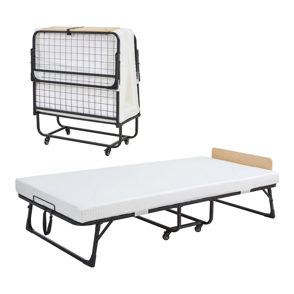 Letto Pieghevole Lustendi con Materasso in Schiuma Fredda 90x200 cm Brandina Singola con Rotelle [en.casa]