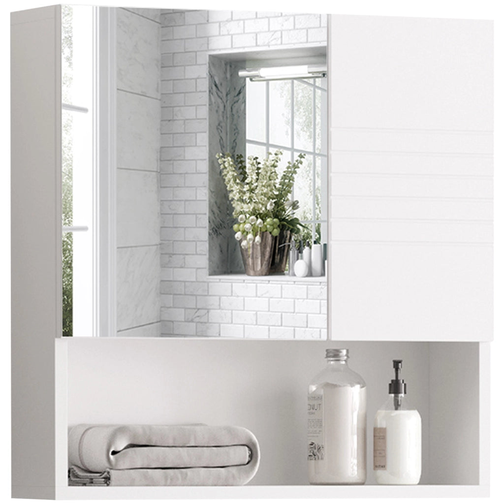 Armadietto Bagno con Specchio e Contenitore ¨C Zephmum ¨C 54x15x55 Bianco