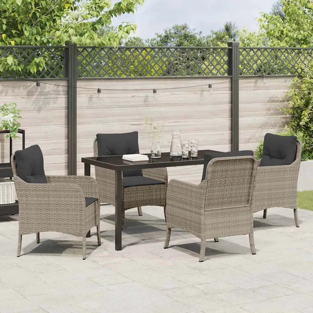Set da Pranzo per Giardino 5 pcs Grigio chiaro polyrattan