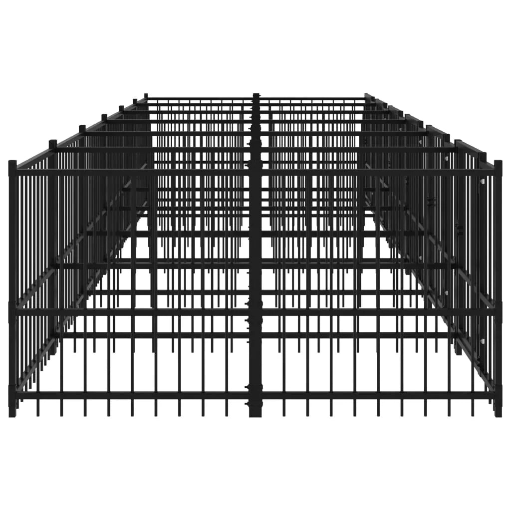 Gabbia per cuccia recinto per animali da esterno per cani in acciaio 11,26 m² nero 02_0041782