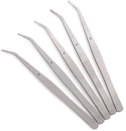 Accessori per Overlocker - Pinza Curva - Pinza in Acciaio Inossidabile - Set da 5 - Progettata per l'Ergonomia - Leggera e Compatta - Ago