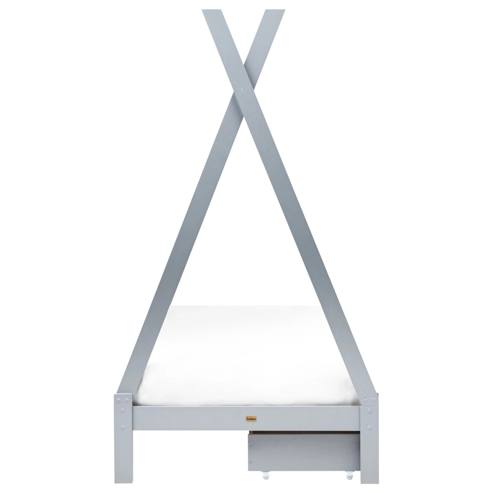 Letto a forma di tenda per bambini Struttura per letto singolo in pino grigio UE 90 x 200 cm con doghe e cassetti