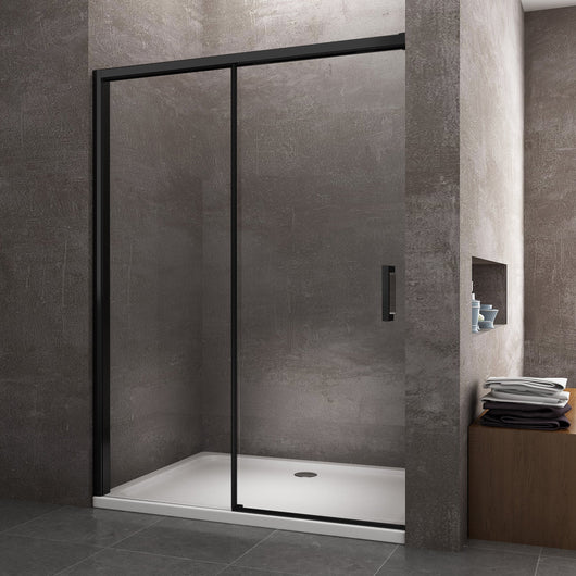 Porta Doccia Per Nicchia Con Chiusura Soft Close H 200 8 Mm Telaio Nero Opaco  Cm 180 (177-180)