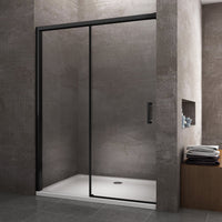 Porta Doccia Per Nicchia Con Chiusura Soft Close H 200 8 Mm Telaio Nero Opaco  Cm 140 (137-140)