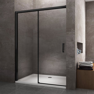 Porta Doccia Per Nicchia Con Chiusura Soft Close H 200 8 Mm Telaio Nero Opaco  Cm 140 (137-140)