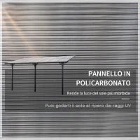 Pergola Addossata da Giardino 4.4x3m Regolabile in Policarbonato e Alluminio, Grigio