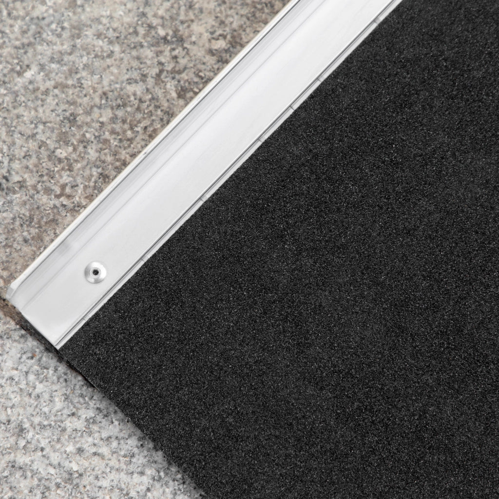Rampa per Sedia a Rotelle Pieghevole con Guide Laterali 61x72 cm in Lega di Alluminio Argento e Nero