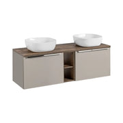 Set VANTA color taupe: mobile sottolavabo 140cm + piano lavabo + 2 lavabi da appoggio