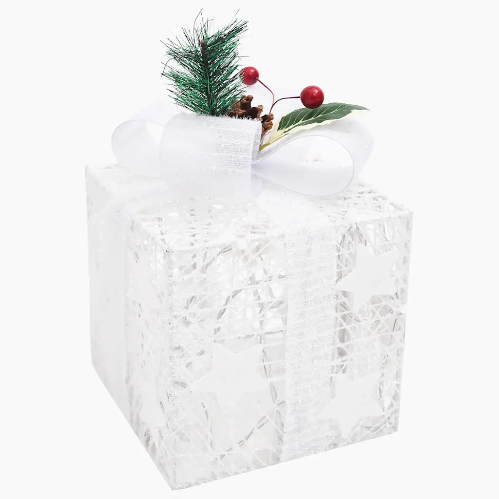 Scatole Regalo Decorative Natale 3pz Bianche da Esterno Interni 329766