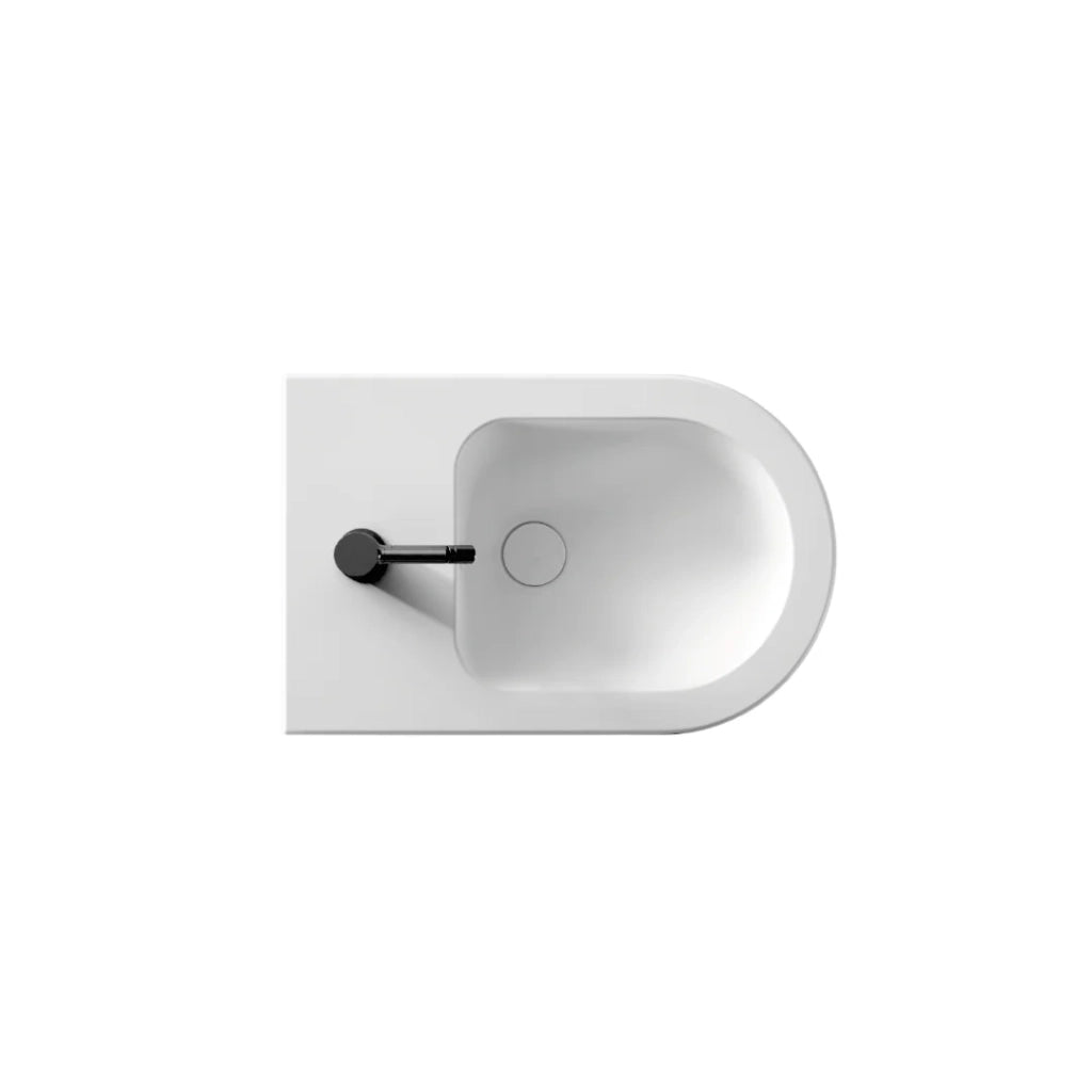 Coppia Di Sanitari Alice Ceramica Da Terra Filo Muro Senza Brida Bianco Lucido "Form"