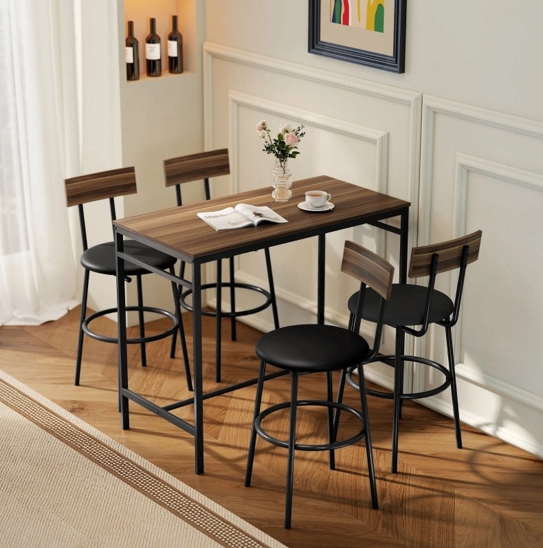 Set da bar 5 pezzi 110x55x90 cm salvaspazio in legno marrone