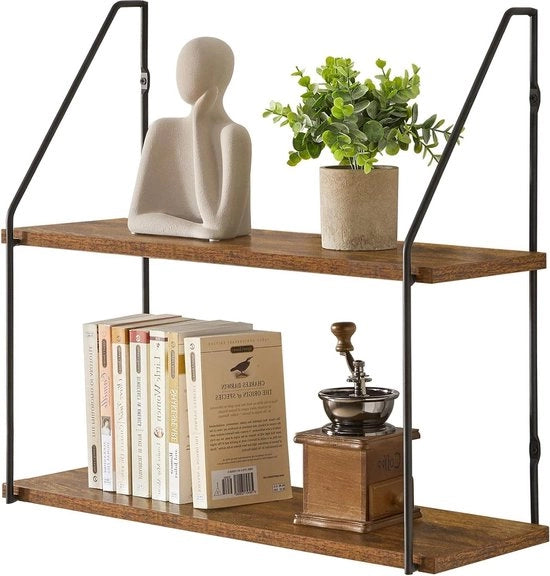 Mensole Industriale Vintage Flottanti a 2 Livelli per Camera da Letto Cucina Salotto Bagno