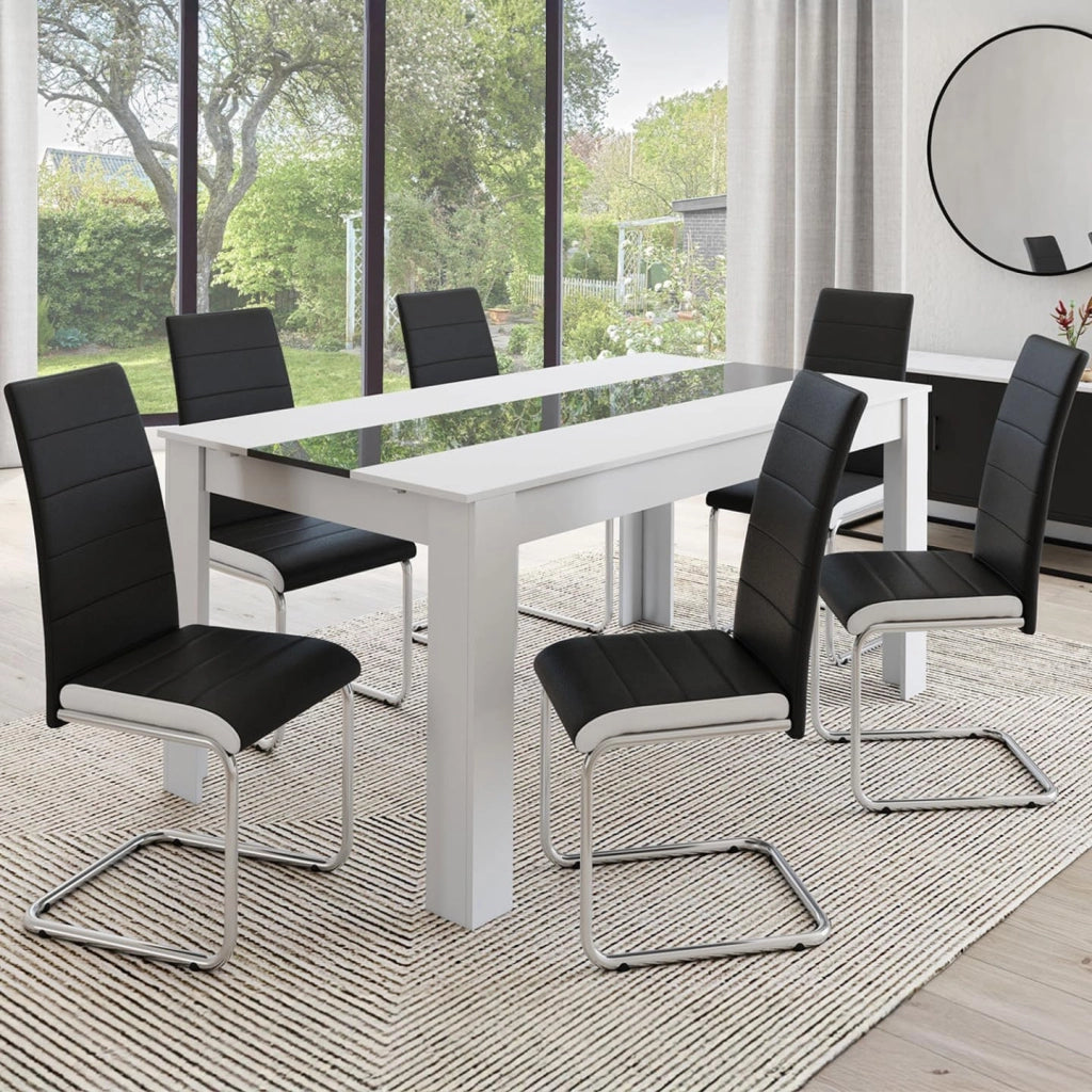 Set di 6 sedie da pranzo MIA nere con finiture bianche