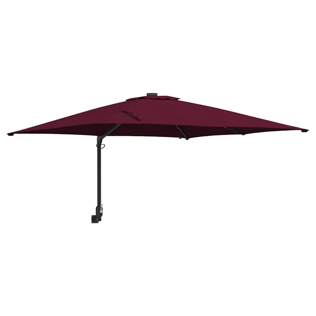 Moderno ombrellone da giardino basculante 248,5 x 247,5 x 160 cm con pratica illuminazione a LED in poliestere bordeaux 02_0058654