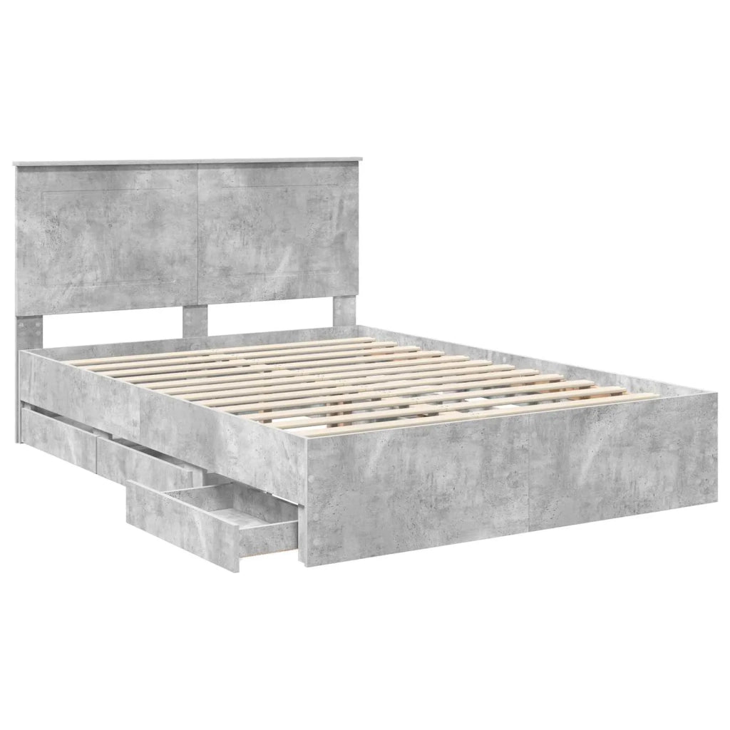 Struttura del letto con cassetto Grigio cemento 160 x 200 cm