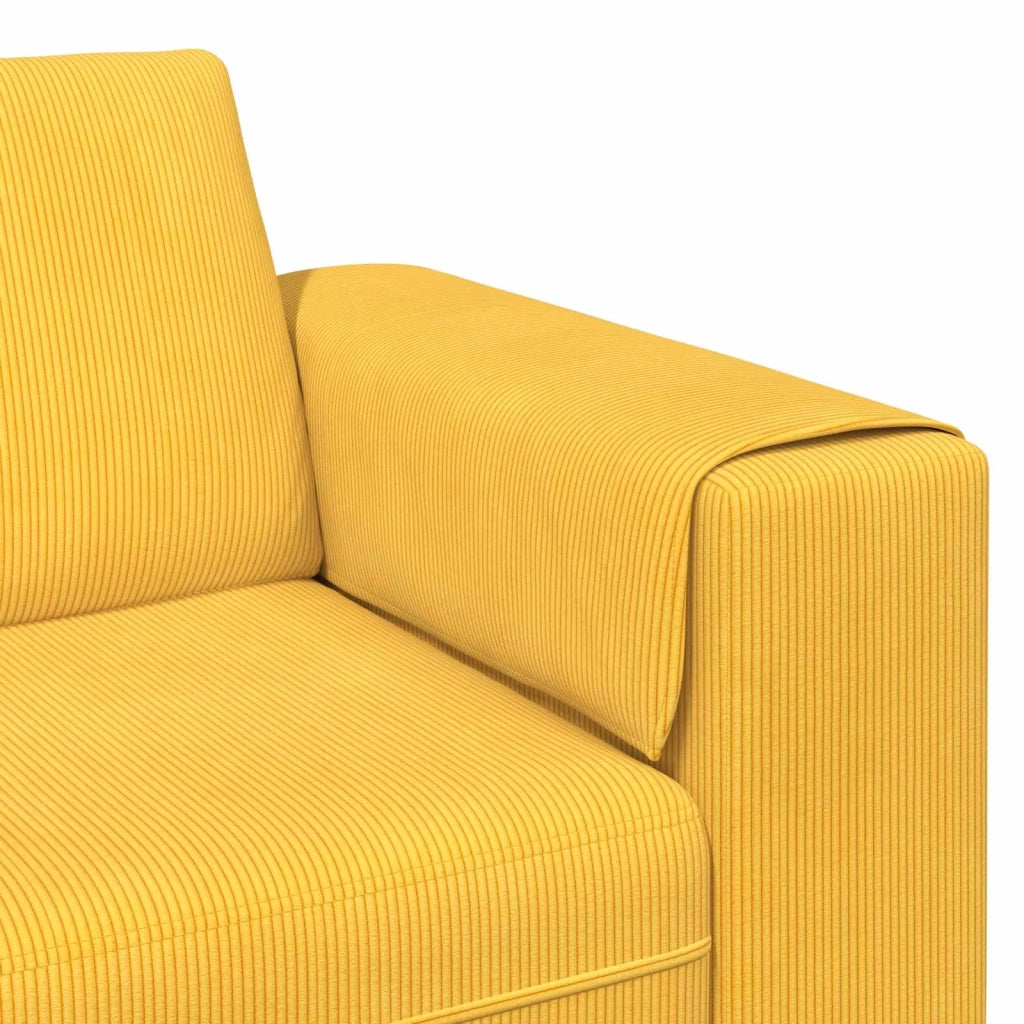 Divano Giallo Chiaro 250 x 188 x 76 cm Tessuto in Cords 3335137
