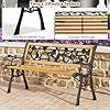 Panchina da Giardino in Metallo e Legno, Panca da Esterno con Braccioli Curvi e Schienale Attraente, Panca Ergonomica per 3 Persone da Balcone, Cortile e Patio, Portata 213 kg (Rosa piccola)