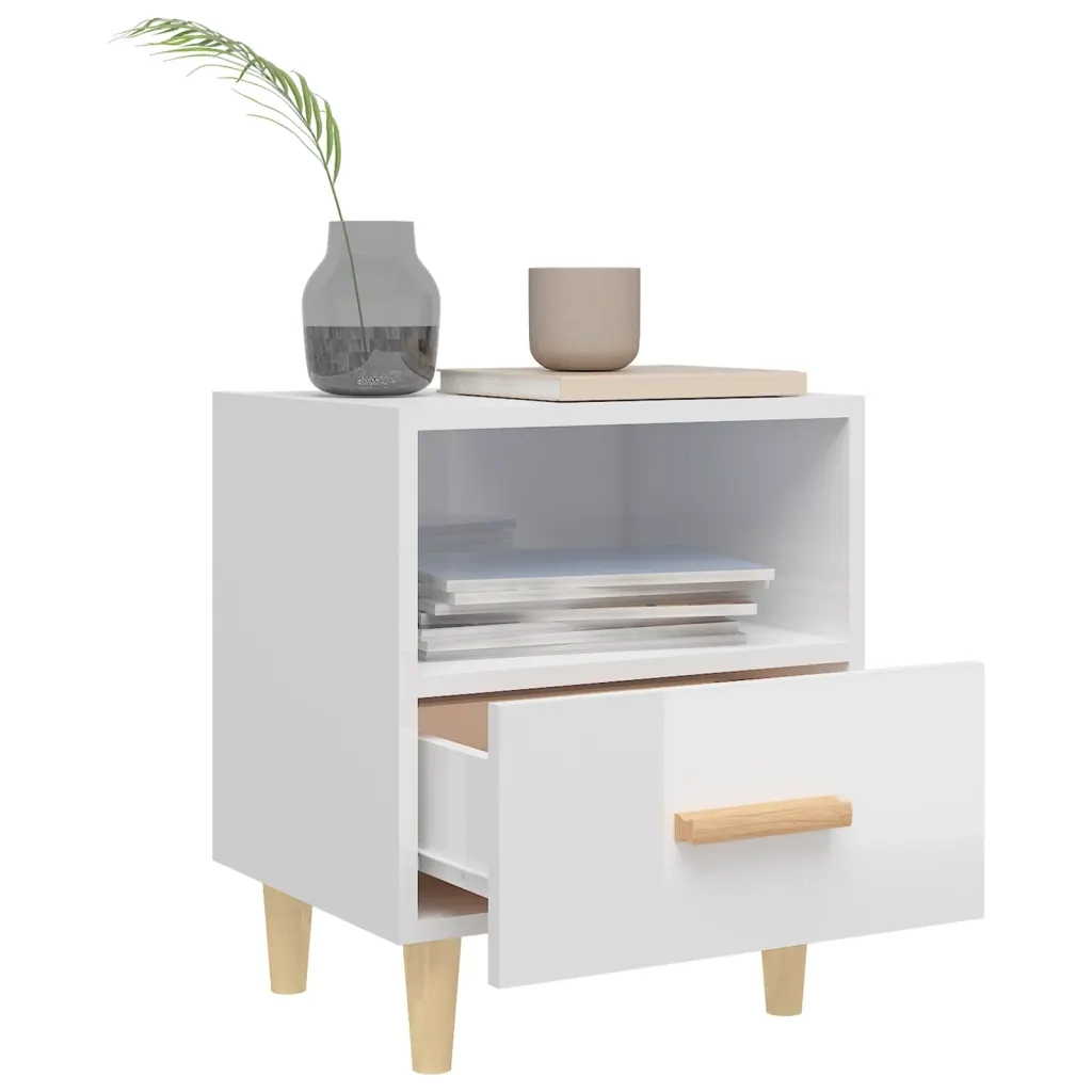 Comodini 2 pz in Bianco Lucido 40x35x47 cm 812019