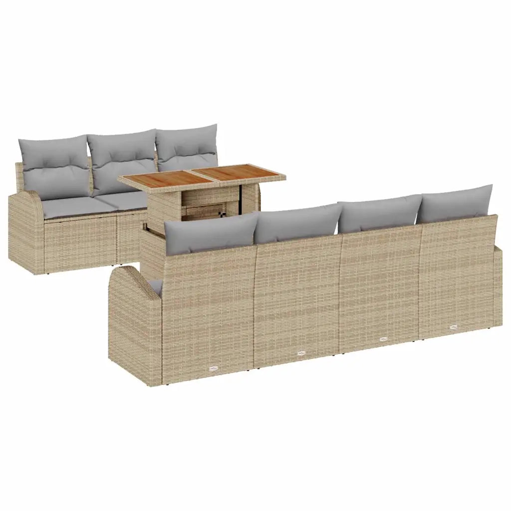 Set Divano da Giardino 8 pcs Beige Poly Rattan 3358282