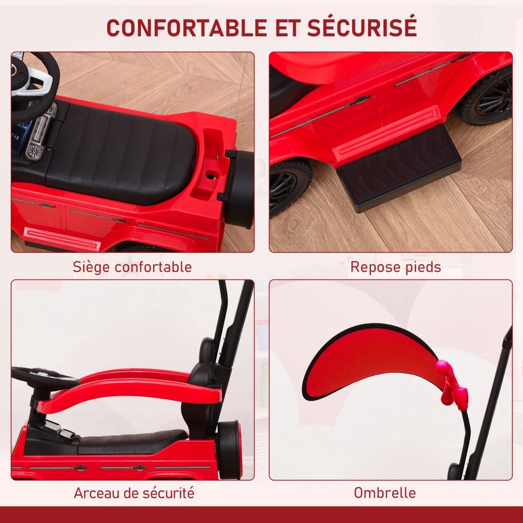Porteur Auto per Bambini 12-36 Mesi ¨C Xylo ¨C Rosso con Clacson Parasole Pedane