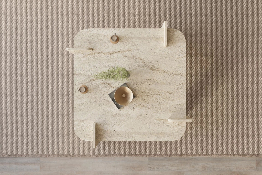 Tavolino in legno "Woog" 90 x 90 x 35 cm - Travertino