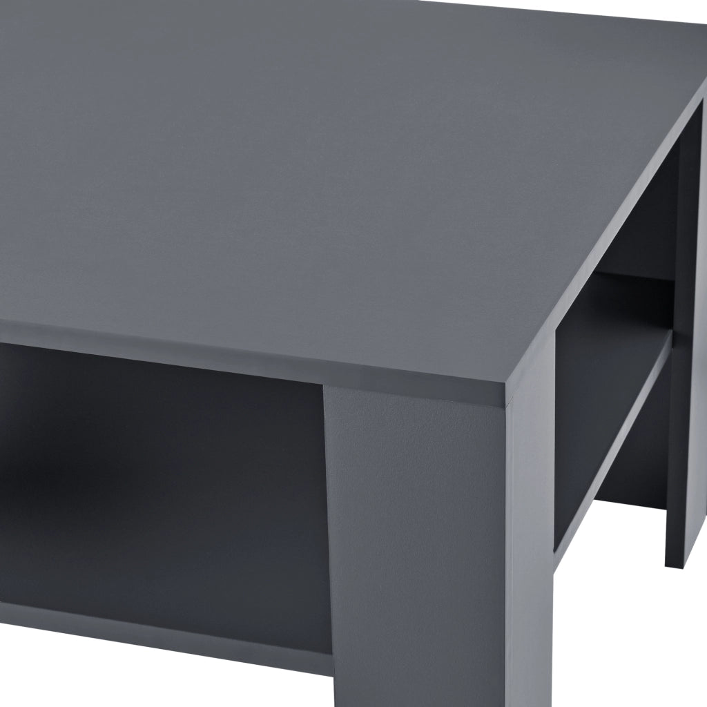 Tavolino Centrale da Salotto Aachen con Piano Quadrato - Grigio Scuro [en.casa]