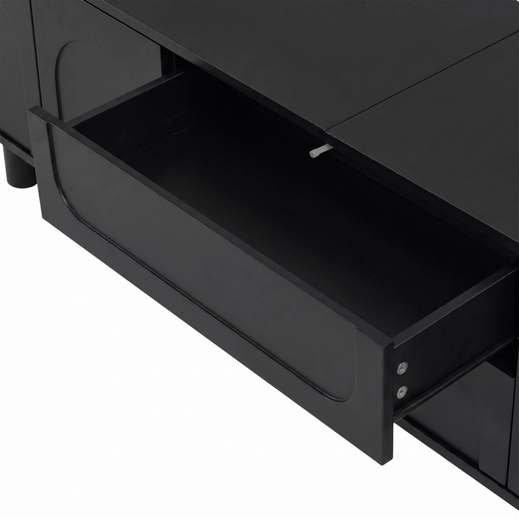 Mobile TV 180x40x46 cm con ante e cassetti; MDF e truciolare nero