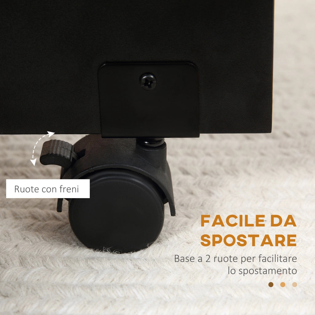 EasyComfort Tavolo Pieghevole in Legno per 4-6 Persone con Ruote, 75x140x74cm, Nero