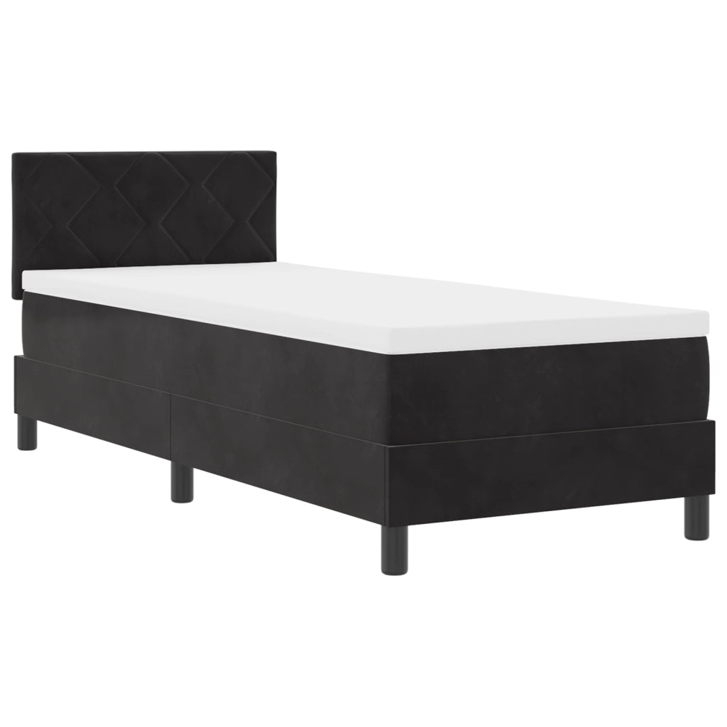 Letto con Box Spring con Materasso & LED Nero 80x200 cm Velluto