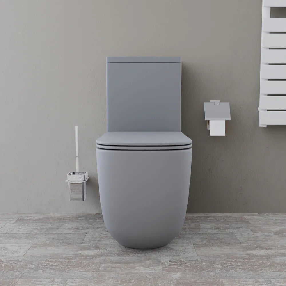 Vaso filomuro monoblocco tornado con cassetta e sedile copri-wc grigio opaco | Riga