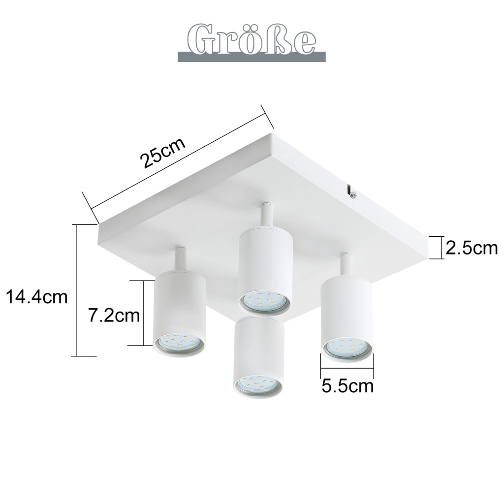 ZMH Faretto da soffitto 4 luci GU10 orientabili 330° per corridoio