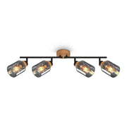 Briloner Hema barra 4xe27 legno nero in vetro smoke