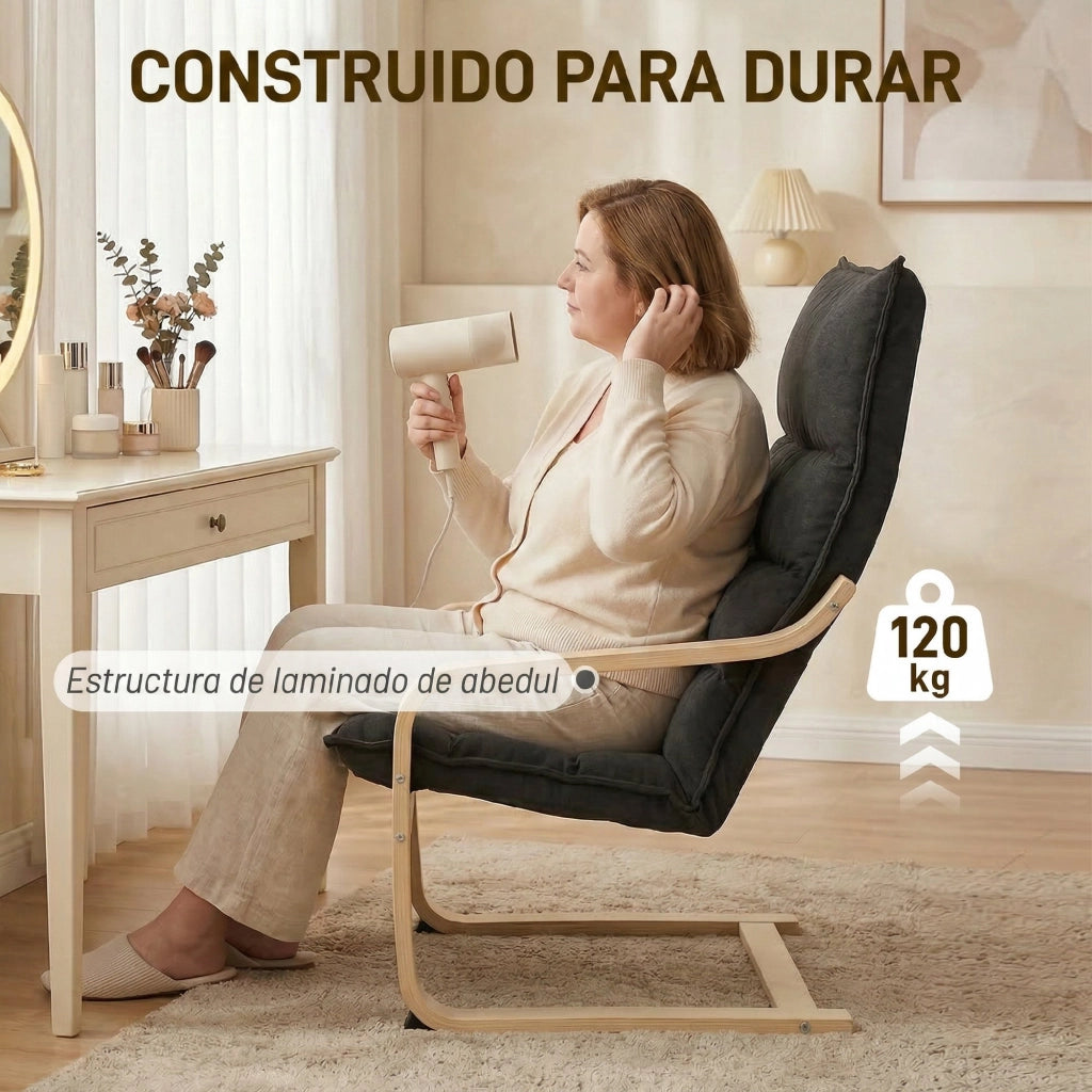 Poltrona Moderna con Schienale Alto Imbottita e Rivestimento in Velluto ¨C Zephmum ¨C 67x83x105 cm Nero