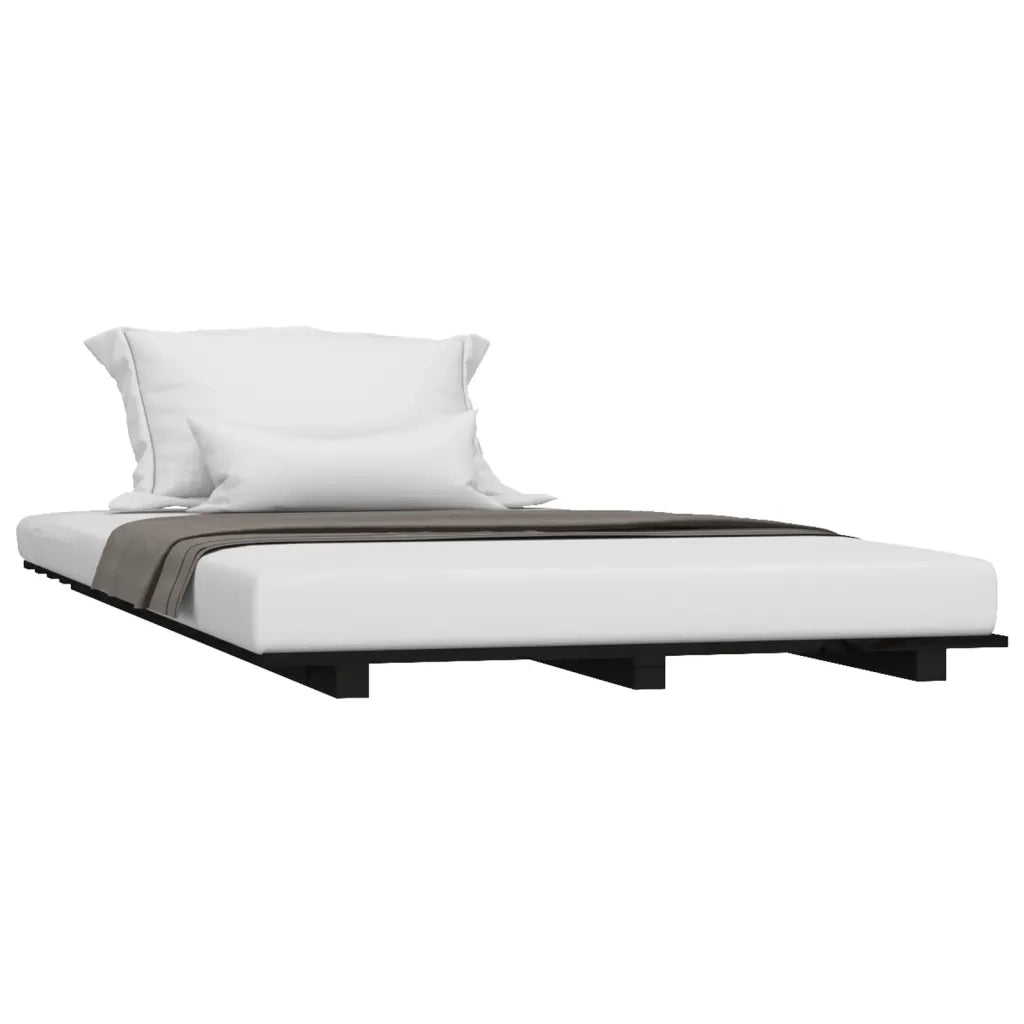Giroletto-Struttura Letto Nero 90x190 cm in Legno Massello di Pino