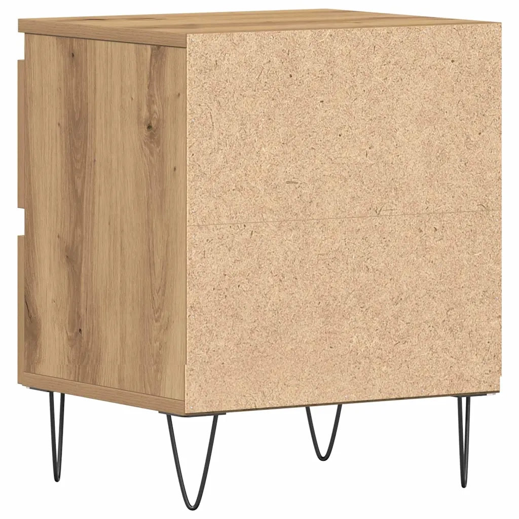 Set di 2 Comodini | Armadio da Notte | Mobiletto da notte rovere artigianale 40 x 35 x 50 cm