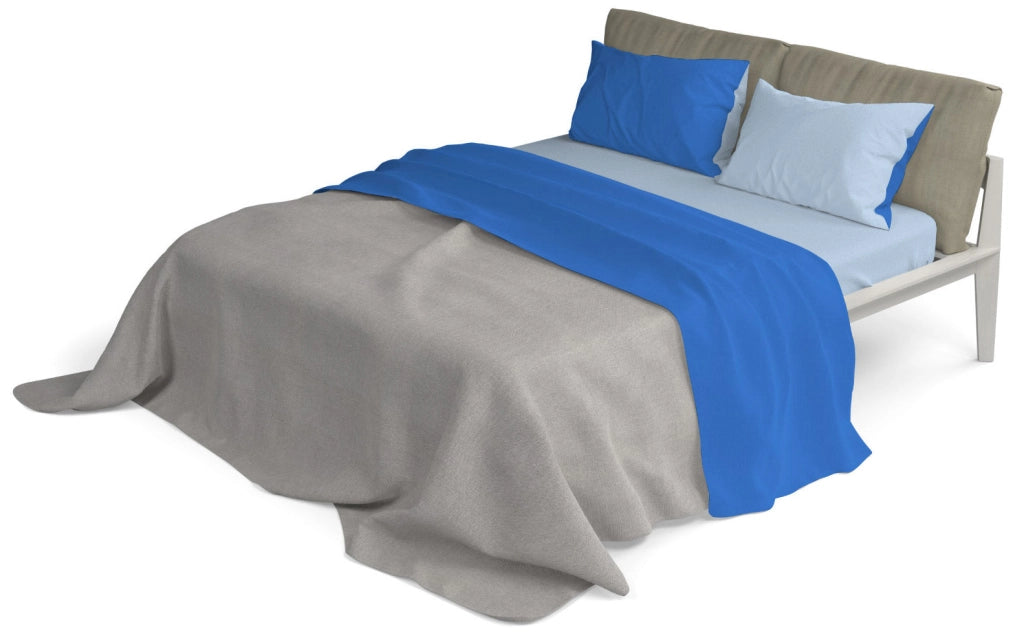 Set Lenzuola Sopra Sotto e Federe Doubleface Royal/Azzurro Singolo