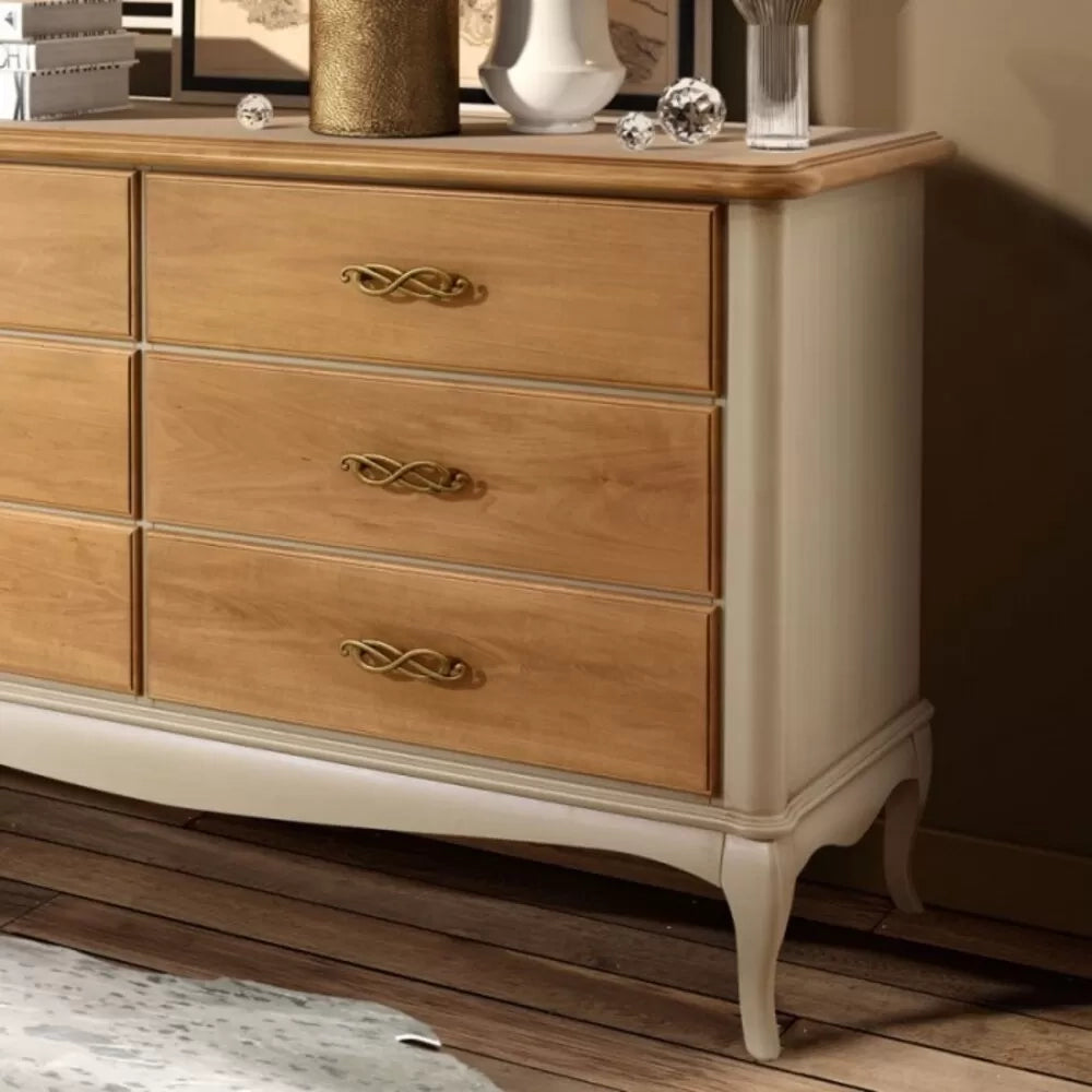 Gruppo cassettiera e due comodini legno shabby bicolore - Mobili 2G