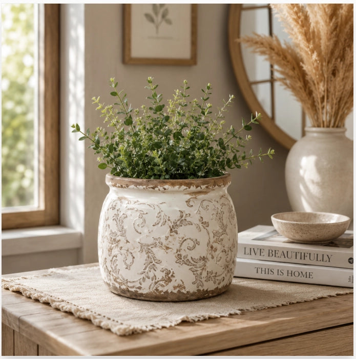 VASO TONDO IN CERAMICA DECORATO - DIVERSE MISURE MISURA: 20x15