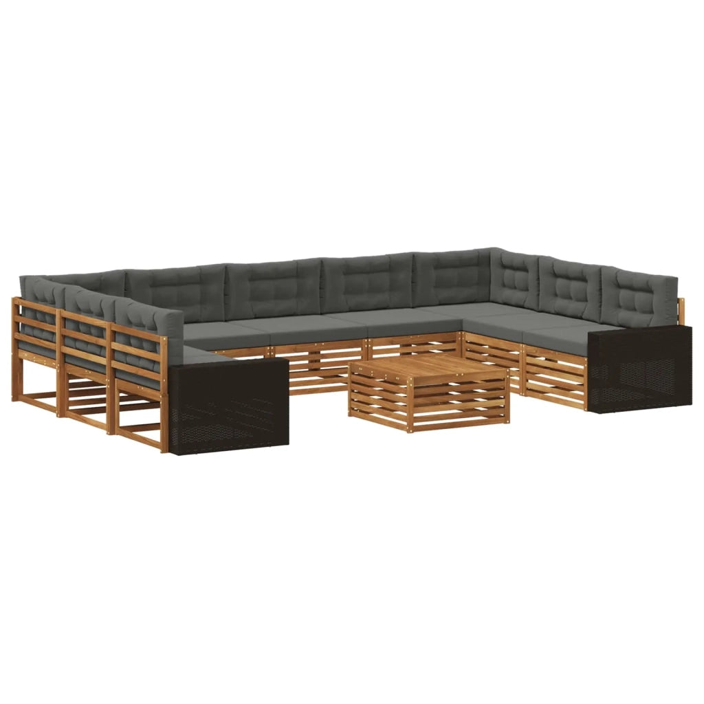 Set di divani da esterno 10 pz Naturale e Antracite 3383875