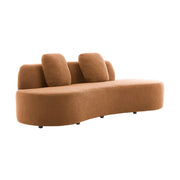 Divano virgola organico in bouclé, 3 posti, camel