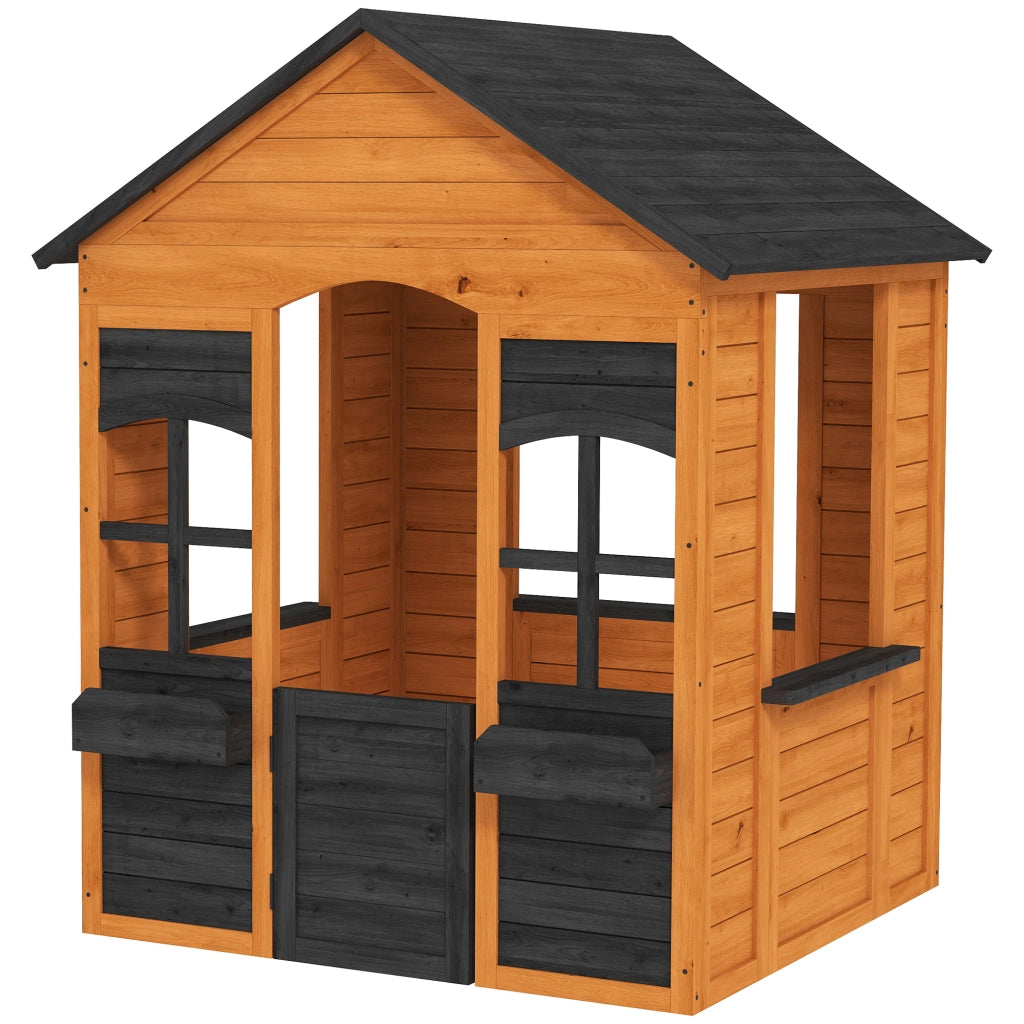 Casetta in Legno Bambini con Vasi Fiori, per Gioco Esterno/Interno, Et¨¤ 3¨C8, Marrone