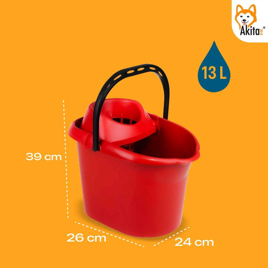 Secchio Akitaink 15L con Strizzatore, Rosso e Robusto